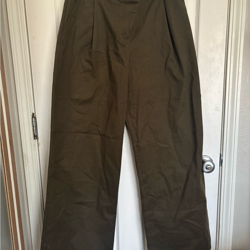 Express Olive Wide Leg Pants - Picture 4 of 5
